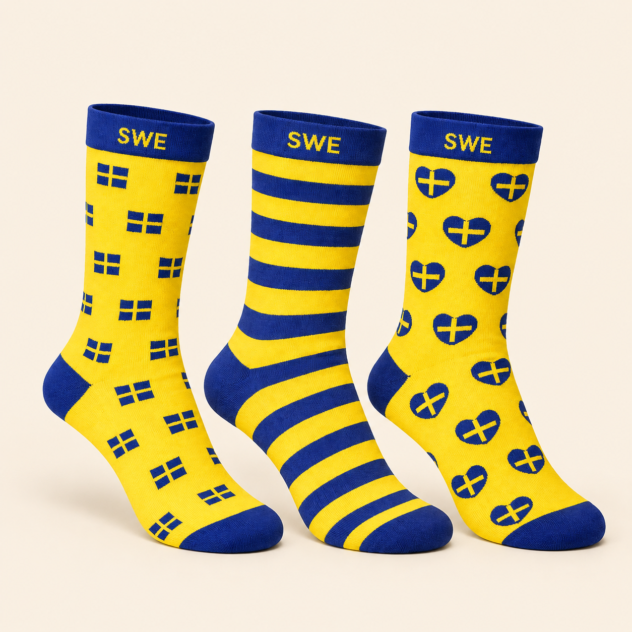 3-Pack Sverige VM Strumpor